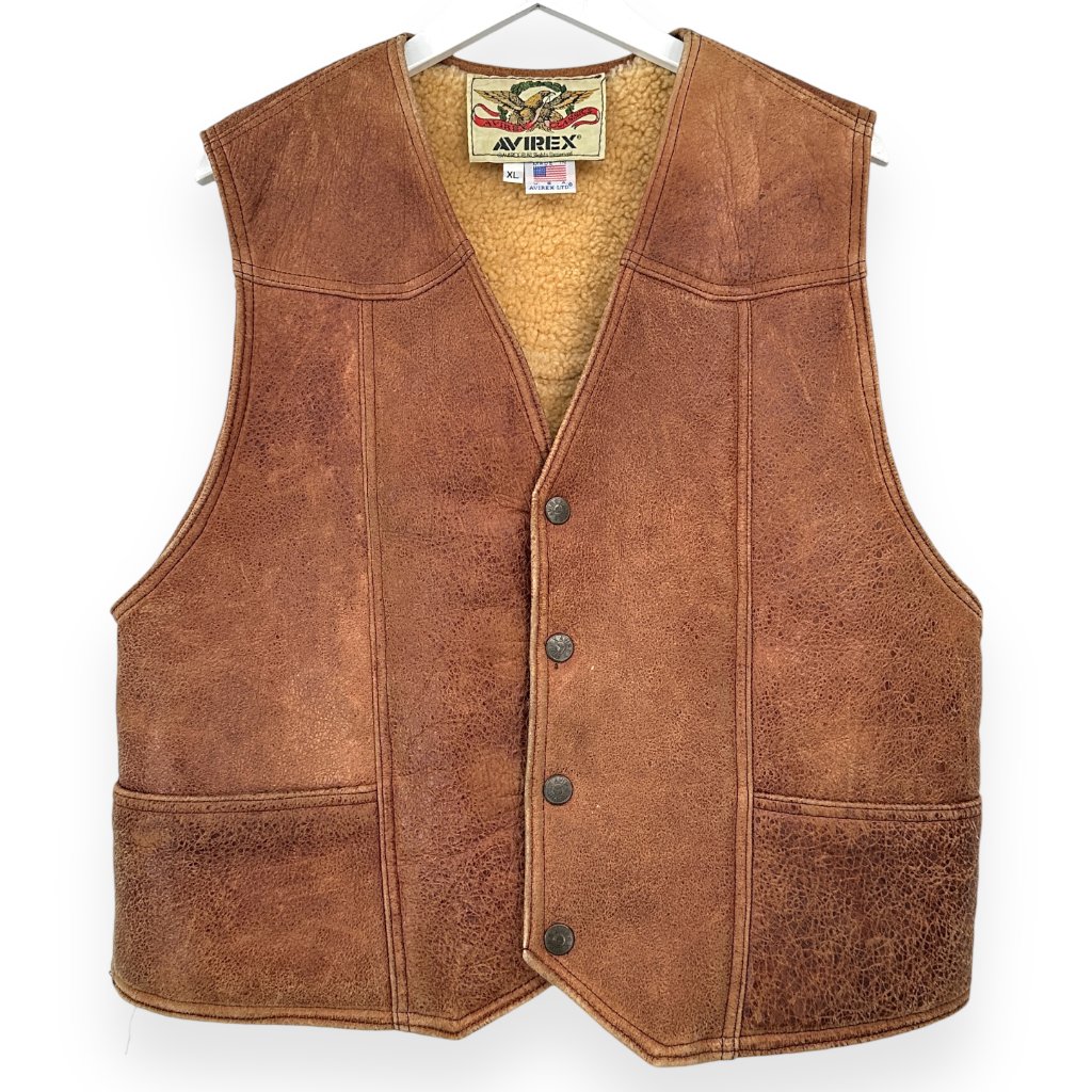 Made In Usa Vintage Avirex Brown Leather Vest